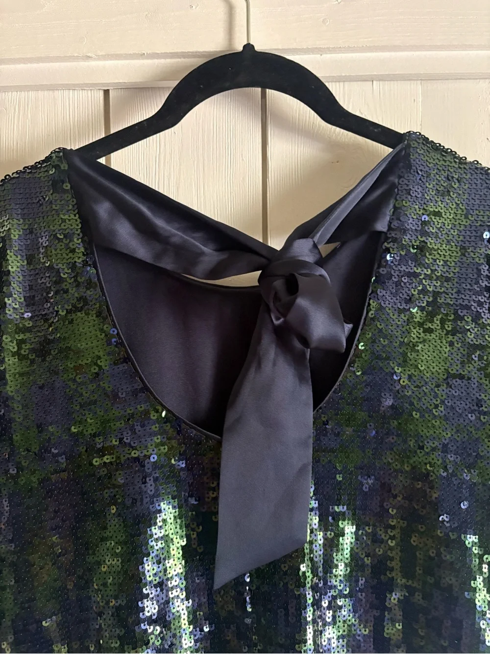 crown & ivy Navy and Green Sequin Short Sleeve Dress - Picture 5 of 6